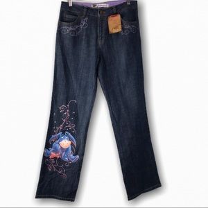 Disney Store Eeyore Jeans Blue Denim Embroidery